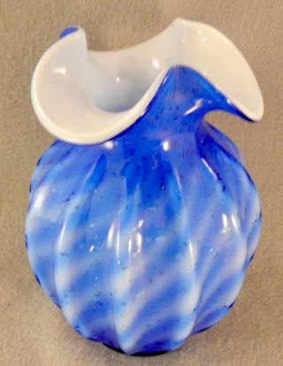 Vintage Fenton Fagca Melon Vase Spiral Optic With Mica A Very Rare Piece (g325)
