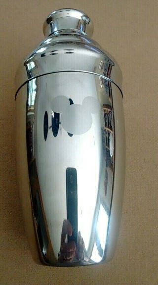 Rare Disney Mickey Mouse Stainless Steel Cocktail Shaker With Icon Mickey Ears