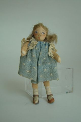 Tynietoy Rare Stockinette Doll House Doll Miniature Hand Painted 1920s/1930s