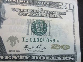 Rare Twenty Dollar Bill Star Note 2006 - $20 United States