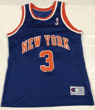 Rare Vintage Vtg York Knicks Nba Basketball John Starks Champion Jersey 44