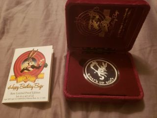 1990 Bugs Bunny 50th Birthday.  999 Fine Silver Proof 1 Troy Oz Rare