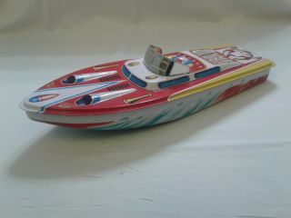 Rare Vintage St Speed Boat Tin Toy Made In Japan