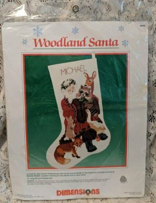 Dimensions Crewel Embroidery Woodland Santa Stocking Christmas Kit 8069 Rare