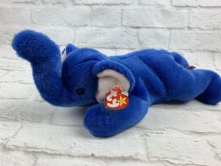 Ty Beanie Baby Buddy 1998 Rare Royal Blue Peanut The Elephant 17 "