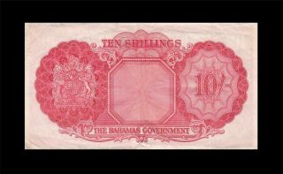 1953 BRITISH COLONY BAHAMAS QEII 10 SHILLINGS 10/ - RARE 