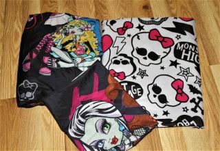 Rare Monster High Twin Flat & Fitted Bed Sheet Set Pillowcase B/w Pink Bedding