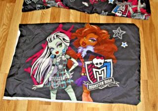 Rare MONSTER HIGH Twin Flat & Fitted BED SHEET SET Pillowcase B/W PINK Bedding 3