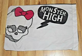 Rare MONSTER HIGH Twin Flat & Fitted BED SHEET SET Pillowcase B/W PINK Bedding 4