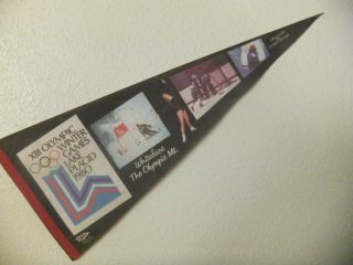 Rare Trench 1980 Xiii Olympic Winter Games Pennant Flag Lake Placid