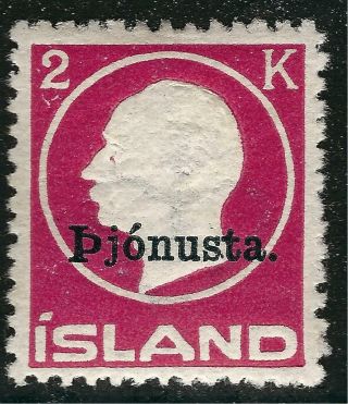 Iceland Rare 1922 Sc O50a/facit Tj53i Small Letters W Stop Og Vf $100