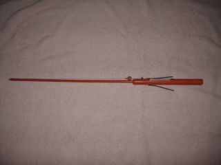 Rare Vintage 1 Piece Wooden Ice Fishing Pole & Reel 26 " Long Old Antique