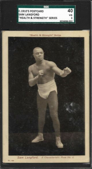 Sam Langford Rare 1910 Health & Strength Boxing Postcard England Jack Johnson