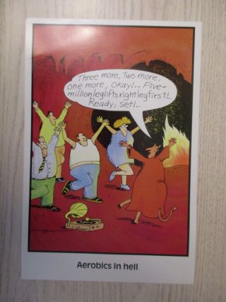 The Far Side 1991 Rare Poster " Aerobics In Hell " 9 " X 13 1/2 "