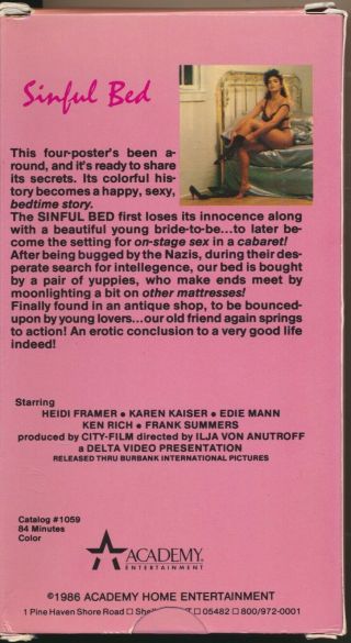 Sinful Bed Obscure Erotica Academy Home Entertainment VHS Rare 2