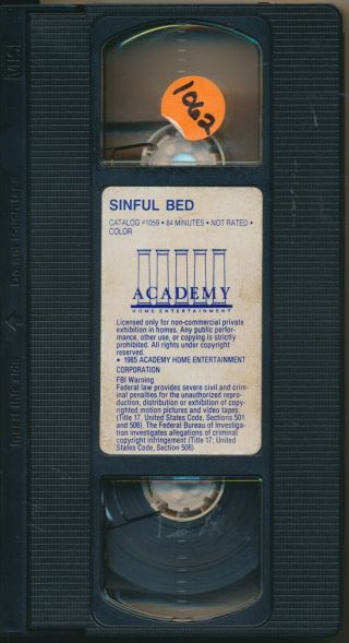 Sinful Bed Obscure Erotica Academy Home Entertainment VHS Rare 3
