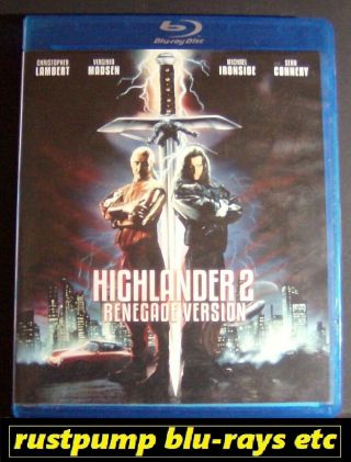 Highlander 2 Renegade Version Blu - Ray Out Of Print And Rare