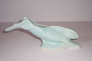 Vintage Art Deco Hull Pottery Leaping Rabbit Planter 943 Very Rare 1930s Blue