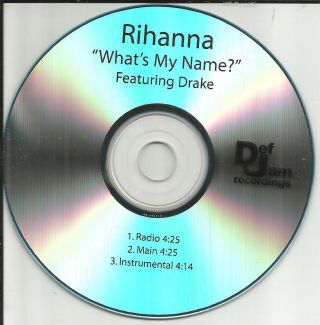 Rihanna What’s My Name 3trx W/ Rare Instrumental & Radio Trx Promo Dj Cd Single