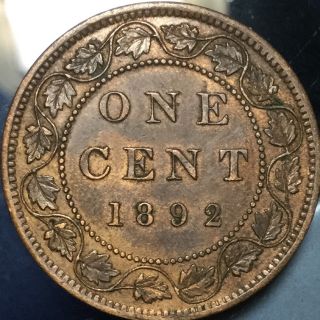 1892 Canada Large 1 Cent Penny - Obv 2 Variety - Intact Serif - Rarely This