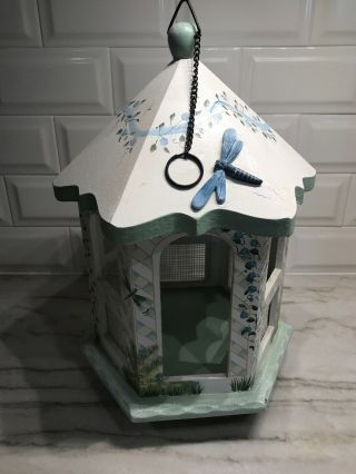 Kathy Gazebo Hatch Dragonfly Birdhouse Hand Painted Rare Hard To Find