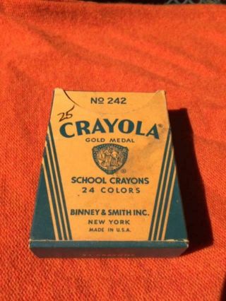 Rare Vintage Crayola Gold Medal Crayons 24 Ct Box No 242 Binney & Smith FLESH 4