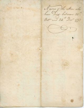 Antigua 24th Dec 1793 Rare Document Listing Deaths Of British Soldiers At Ridge