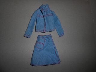 Vintage Barbie Sears Exclusive 1974 Denim Jacket And Denim Skirt Rare Lovely Set