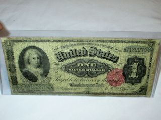 1886 $1 Martha Washington Silver Certificate Large Size Note Rare Us Note.