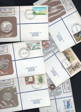 Zealand Pnc 1968 - Rare " Nuphil " Stamp Coin Fdc - Set Of 6 Covers