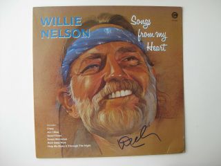 Willie Nelson - Rare Autographed Album - Hand Signed 1984 Lp With " Crazy ",  Hits