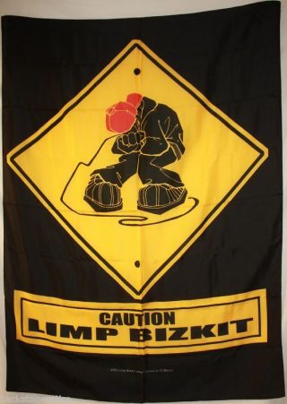 Discontinued Limp Bizkit Fred Durst Caution Cloth Fabric Poster Flag - Rare -