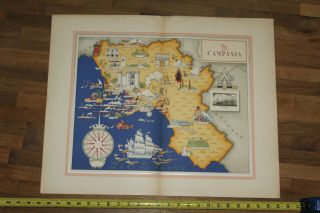 1939 Prof.  G.  De Agostini Milano Map Campania Italy Vs.  Nicouline Rare Art