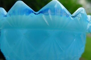 Rare Vtg Fenton Fairy Lamp Robins Egg Blue Milk Glass Opalescent Art Glass Exc