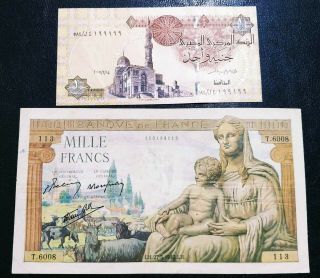 1000 Francs France 1943 Big Size Rare