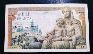 1000 francs France 1943 big size rare 3