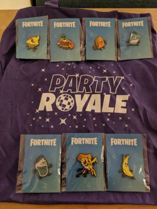 Fortnite E3 2019 Limited Edition Rare Party Royale 7 Pin Set & Bag