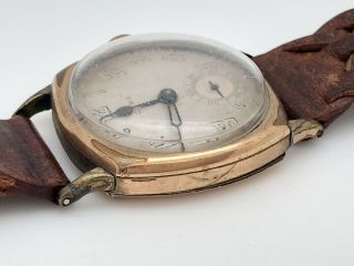 RARE CYMA 1920s After WWI MILITARY TRENCH Gold Filled Cushion Dial RUNS 8