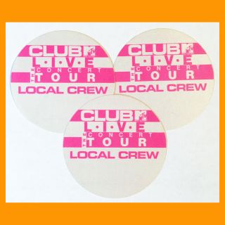 3 Rare Mtv Music Television Club Mtv Tour Local Crew Passes/patches 1989