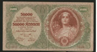 Austria 50000 Kronen 1923 Rare Large Size Banknote