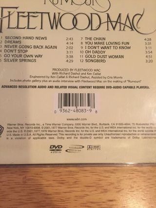 Fleetwood Mac Rumours DVD AUDIO CD Multichannel Bonus Content RARE 8