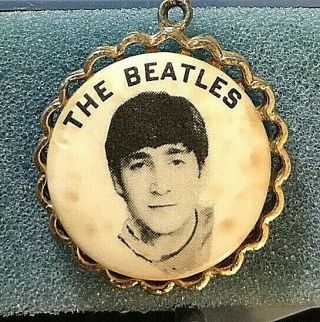 Vintage 1964 Rare The Beatles (john Lennon) Necklace Pendant By Nems Ent.  Ltd.