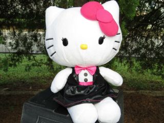 Very Rare Version Sanrio 2013 Hello Kitty Shimmery Black Tuxedo Dress Plush Doll
