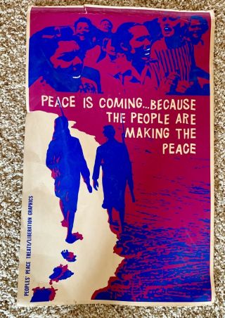 Vietnam War Protest Poster 22 1/2” X 14” Rare Peoples Peace Treaty