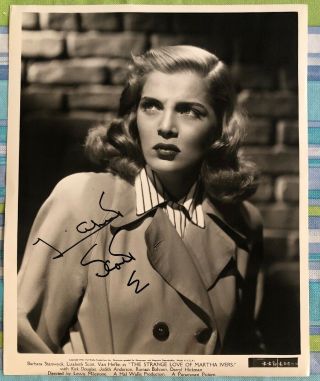 Rare Lizabeth Scott Autographed Photo 1946 The Strange Love Of Martha Ivers