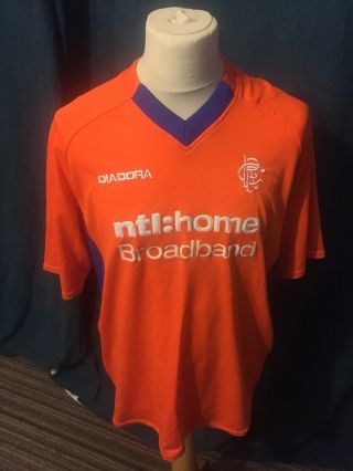 Rare Vintage Tangerine Glasgow Rangers Football Shirt Xl