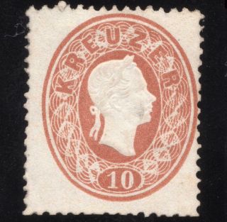 Rare 1860 - 61 Austria 10 Kreuzer Emperor Franz Josef Stamp Traces Of Hinge