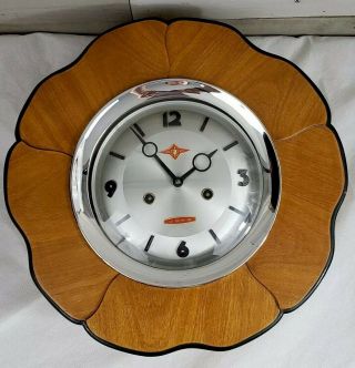 Rare Vtg Jinbei Clock Carved Wood Flower Mechanical Wall Clock W/key Not Work