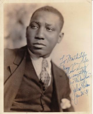 Jules Bledsoe Signed Inscribed Photo D1943 1920s - 30s Black Broadway Star Rare