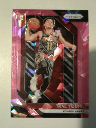 2018 - 19 Trae Young Panini Prizm Pink Refractor Rookie Card 78.  Rare